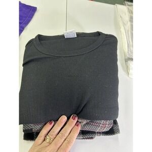 Mission Ridge Sleepwear Set Mens‎ Large Black Thermal Shirt Plaid Pants Pajamas